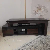 میز تلویزیون چوبی قهوه ای دو تکه