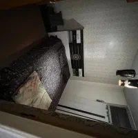 تخت دونفره فلزی و چوبی و آینه دراور