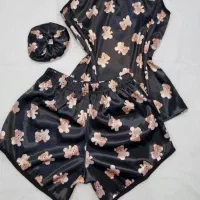 ست تاپ وشورت راحتی (طرح خرس تدی)+کش مو هدیه