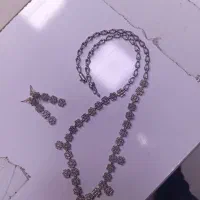 نیم ست نقره گردنبند و گوشواره بدون نگین
