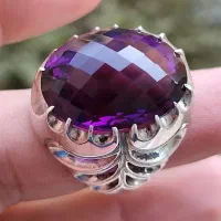 انگشتر نقره دستساز شبکه سنگ آماتیس