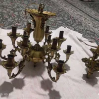 فروش لوستر برونزی 12شاخه با شب خواب دیواری|لوستر و چراغ آویز|تهران, بهارستان|دیوار