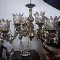 یک جفت لوستر برنجی هشت شعله کاملا نو