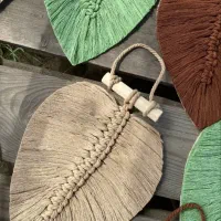 رانر و رومیزی مکرومه ای ،دیوار کوب برگی و رافیا|پرده، رانر، رومیزی|آبیک, |دیوار