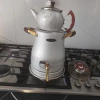 سماور رو گازی با کتری و زیر پایه و صفحه کتری