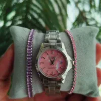 ست ساعت و دستبند صورتی