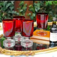 گیلاس فرانسوی عتیقه کاملا نو حک فرانسه