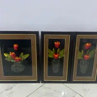سه عدد قاب با گل برجسته