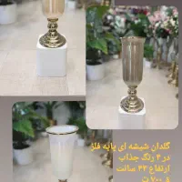 گلدان شیشه ای پایه فلزی کنار سالنی|گل مصنوعی|اصفهان, فیض|دیوار