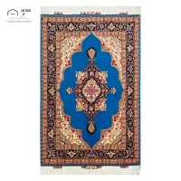 50 رج گل ابریشم طرح هریس زمینه آبی بافت تبریز