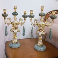 شمعدان 3شعله طلایی سفید