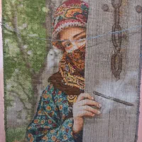 تابلو فرش دستباف دختر انتظار چله ابریشم برند golha|تابلو فرش|تهران, نارمک|دیوار
