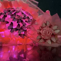 دسته گل روبانی و بوکت پروانه ای