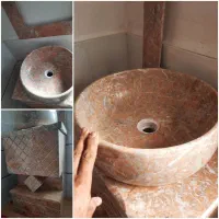 روشویی سنگی مرمر با قاب آیینه