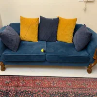 مبلمان۷ نفره چوب  سرمه ای زرد در حدنو  شیک و زیبا|مبلمان خانگی و میز عسلی|کرج, گوهردشت|دیوار