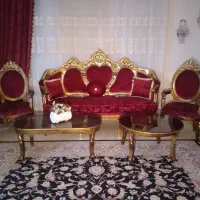 مبل کلاسیک استیل هفت گل ۹ نفره با دومیزجلومبلی