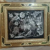 تابلو قلم زنی گل ومرغ