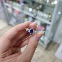 انگشتر نگین آبی نقرع اصل pd|بدلیجات|کرمانشاه, |دیوار