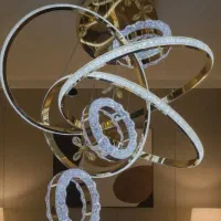 لوستر‌ مدرن‌ وارداتی‌اصل کد۰۰۴ سه‌حلقه‌ طلایی