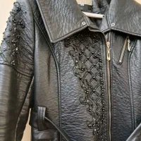 کت چرم زنانه نگین کاری|لباس|داران, |دیوار