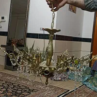 فروش دو عدد لوستر برنجی ۱۶ لامپه در حد نو