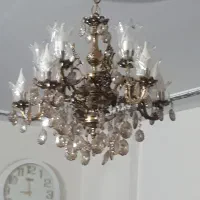 لوستر ۵شاخه ۱۰شعله تمام برنز۲عدد