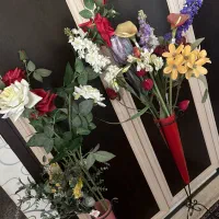 دو تا گلدان با تمام گلها