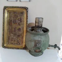 سماور تابلو سینی قلمکاری قدیمی عتیقه انتیک کلکسیون