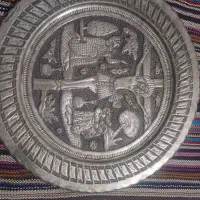2 عدد سینی نقره با قاشق و چنگال