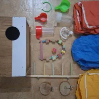 لوازم قفس پرنده لونه نردبان تاب چوبی جا تخم مرغی