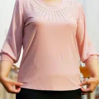 هدیه سایز بزرگ شومیز بلوز مجلسی صورتی ترک نو