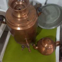 سماور و قوری و ماهیتابه مسی زنجان|کلکسیون اشیاء عتیقه|قم, شاه ابراهیم|دیوار