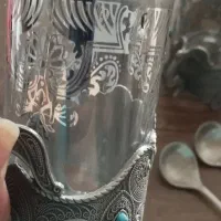 لیوان چای با قاشق .پیوتر نقره کوب|کلکسیون اشیاء عتیقه|رشت, کوی حسینی|دیوار