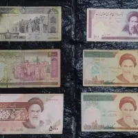 شش عدد اسکناس قدیمی کارکرده