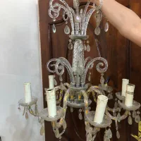 لوستر ۸ شعله کریستال قدیمی