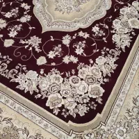 یک تخته فرش12متری تمام نخ کرم زرشکی