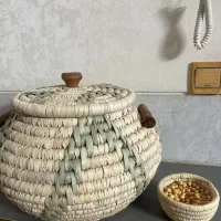 خمره برنجی حصیری با پیمانه