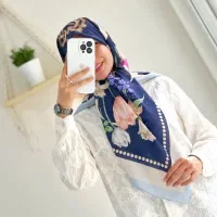 روسری ابریشم توییل گل لاله|لباس|اصفهان, دستگرده|دیوار