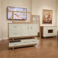 آینه کنسول چوبی کد ۳۲ با میز تلویزیون ست|بوفه، ویترین، کنسول|مشکیندشت, |دیوار