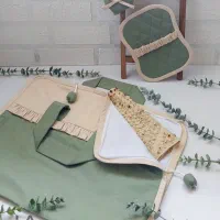 سرویس ساده جهیزیه سبز سدری|سفره، حوله، دستمال آشپزخانه|اردبیل, |دیوار