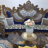 مبل سلطنتی ورق طلا با پارچه ترک ۹نفره درحد نو|مبلمان خانگی و میز عسلی|شهریار, شهرک وائین|دیوار