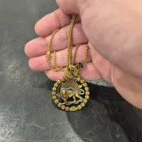 آویز گردنی رنگ ثابت با زنجیر