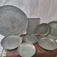 ۸عدد سینی مسی قاجاری پهلوی قدیمی عتیقه