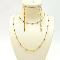 سرویس طلا توپی ۳ رنگ گردنبند گوشواره دستبند