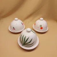 کره خوری درب دار سرامیکی گل نقاشی