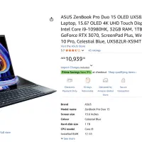 لپتاب ایسوس مدل Asus Zenbook Pro Duo UX582ZW OLED|رایانه همراه|شیراز, قدوسی غربی|دیوار