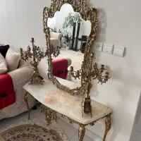 کنسول آیینه و شمعدان برنز