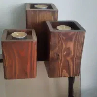 جا شمعی چوبی و ساعت دیواری