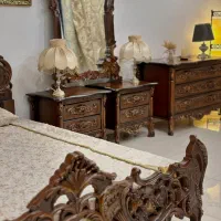 تخت خواب سرویسخواب دونفره منبتی آنتیک