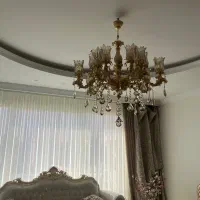 لوستر برنج کرم طلایی برنز ۷ شاخه ی دوبل|لوستر و چراغ آویز|تهران, ظفر|دیوار